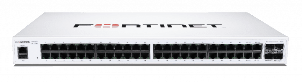 FortiSwitch 148F: 48 puertos GE + 4 puertos SFP+ + 1 consola RJ45