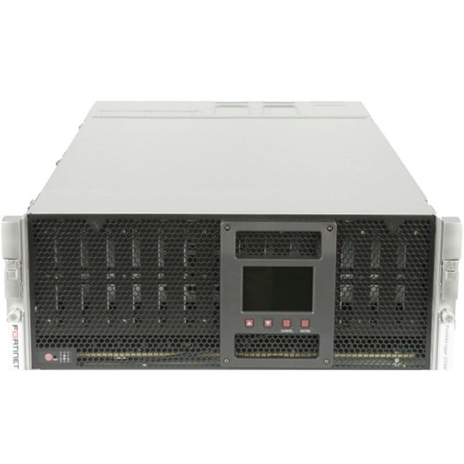 FortiManager-3700G: Dispositivo de gestión centralizada: 2 ranuras 10GE RJ45 + 2 ranuras 25GE SFP28, disco duro de 240 TB + almacenamiento SSD NVMe de 19,2 TB, hasta 10 000 dispositivos Fortinet/dominios virtuales.