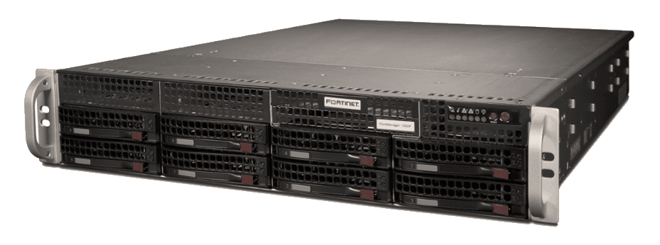 FortiManager-1000F: Dispositivo de gestión centralizada: 2 x 10GE RJ45, 2 x ranuras SFP+, almacenamiento de 32 TB, hasta 1000 dispositivos Fortinet/dominios virtuales.