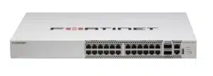 FortiSwitch-T1024E: Switch 24x GE RJ45 + 4x SFP+ Layer 2/3 FortiGate switch controller compatible switch with 24 x 10GBase-T slots and 2 x 100GE QSFP28. Dual AC power supplies