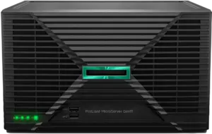 Servidor HPE MicroServer Gen11 x4 bahías LFF SATA: : Intel Xeon E-2434 4C/8T 3.4GHz 8MB | Memoria: 16GB DDR4 3200 | Almacenamiento: 2TB (2x1TB) SATA 3.5" NHP | RAID: Soporte integrado | Red: 2x 1GbE | PSU: Externa 180W | Gestión: HPE iLO | Garantía: 1 año básico