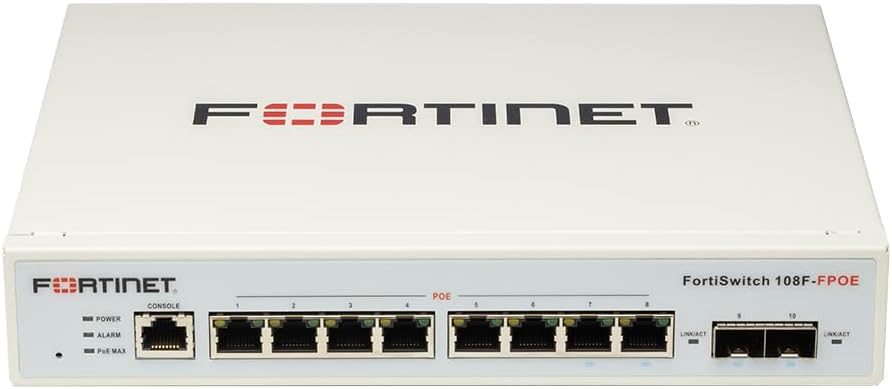 FortiSwitch-108F-FPOE: Switch de gestión L2+ sin ventilador con consola 8xGE + 2xSFP + 1xRJ45 y POE de 65 W limitado automáticamente