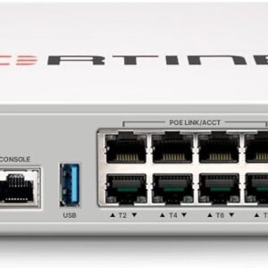 FortiSwitch-110G-FPOE: Switch FortiGate de capa 2 compatible con controlador PoE 802.3bt, con 2 puertos RJ45 5G con PoE bt, 8 puertos RJ45 2.5G con PoE af/at y 4 puertos SFP+. Sin ventilador. Salida PoE máxima de 200 W.