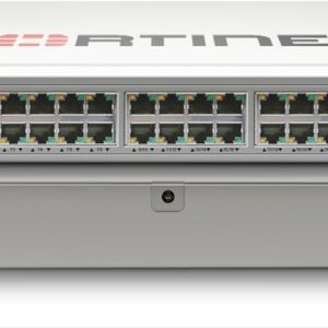 Fortinet FortiSwitch 124G‑FPOE: switch gestionado con 24 puertos Gigabit PoE+ y 4 uplinks SFP+ 10GbE, ideal para acceso seguro integrado con FortiGate y gestión centralizada.